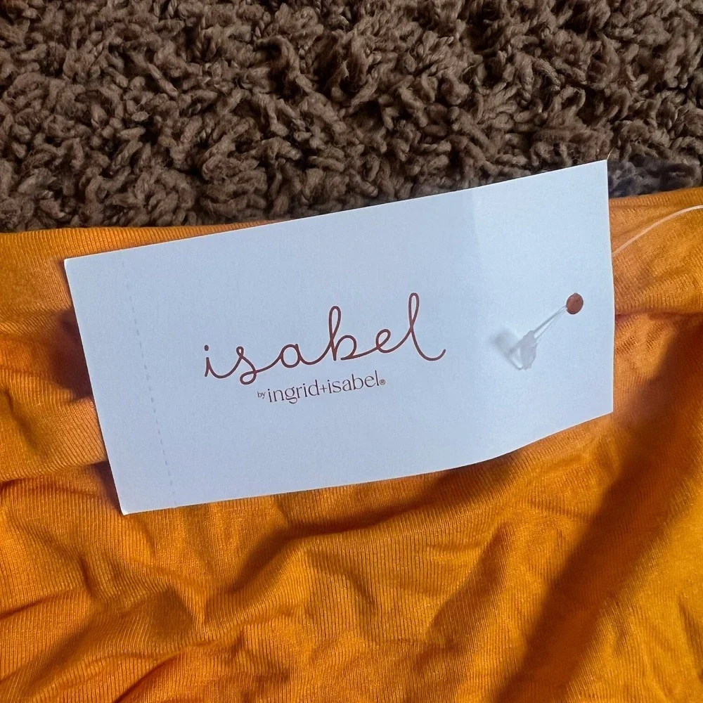 Isabel by Ingrid & Isabel Maternity Halter Babydoll Top Orange Yellow Medium NWT